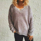 Casual V-Neck Solid Sweater